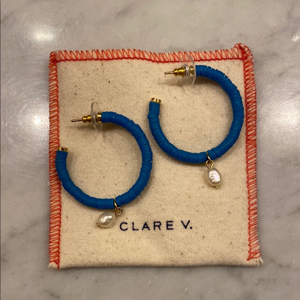 Clare V. Blue Hoop Earrings